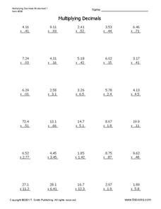 On this page, you will find worksheets on multiplication and division of. Multiply Decimals Worksheet for 5th - 8th Grade | Lesson ...