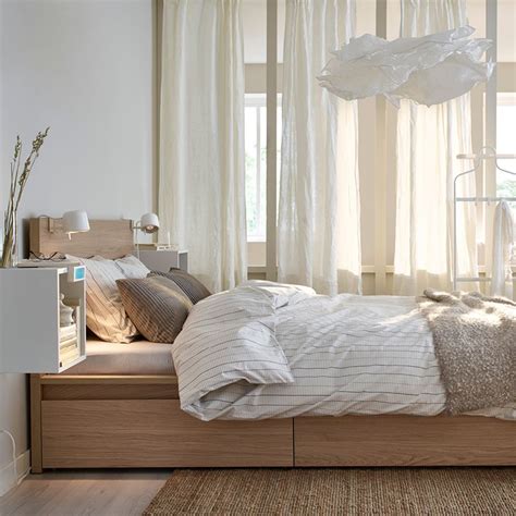 If you want to organize inside you can complement with skubb box, set of 6. MALM Bed frame, high, w 4 storage boxes, white stained oak ...