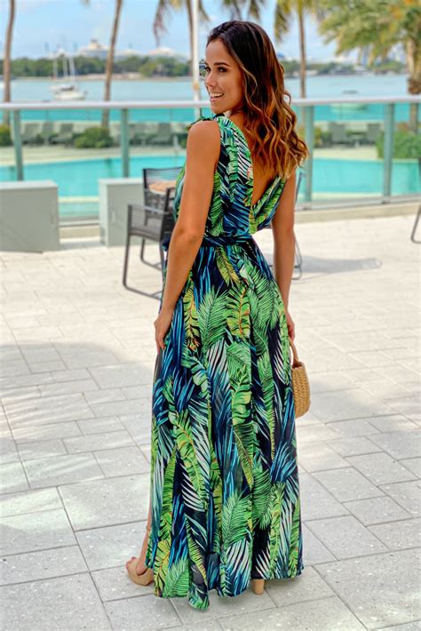 Black Tropical Maxi Dress With Tie Maxi Dresses Saved By The Dress