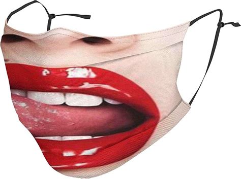 Reusable Sexy Lips Face Mouth Mask Unisex Face Cover Black At Amazon Mens Clothing Store
