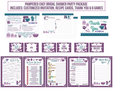 Pampered Chef Bridal Shower Party Package Printables Etsy