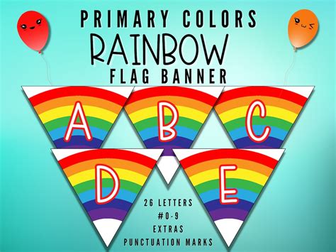 Rainbow Birthday Banner Pennant Bunting Flags Primary Etsy