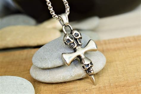 Skull Necklace Men Skull Jewelry For Men Gothic Necklace Skull Etsy