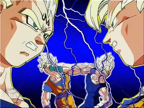 Goku follows up by kicking vegeta. Image - Goku vs Majin Vegeta by Raikaisei.jpg | Dragon ...
