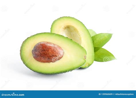 Ripe Cut Avocado On White Background Stock Image Image Of Natural