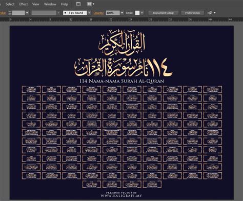 114 Nama Nama Surah Al Quran Khat Thuluth PACK