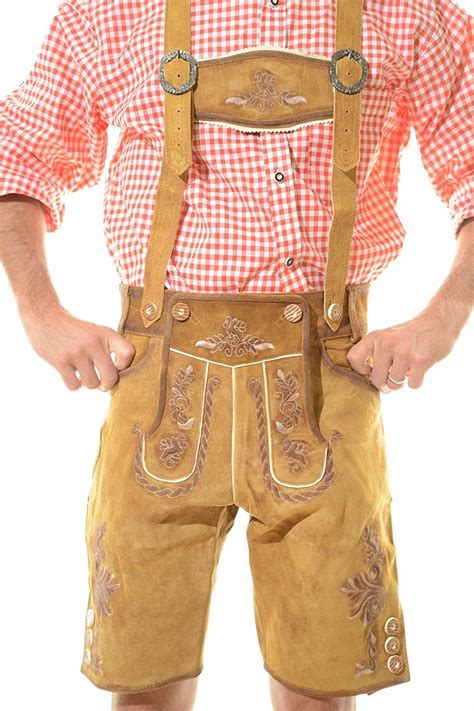 German Bavarian Okoberfest Lederhosen Shorts Austria In Antique Brown 38 Clothing