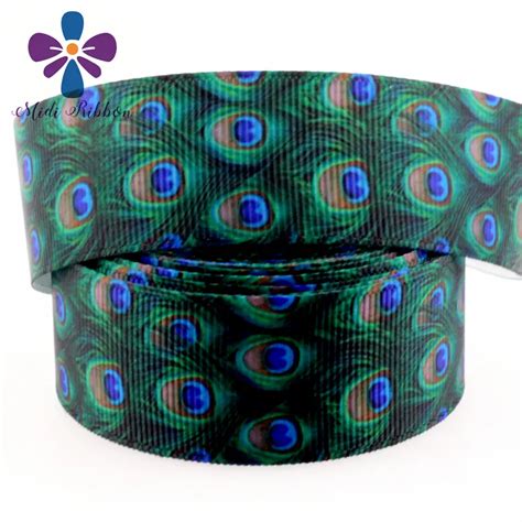 New Stock 1 25mm Peacock Feather Print Ribbon 10 Yardslot Webbing Diy