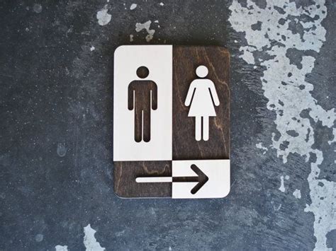 Unisex Wood Restroom Arrow Sign Male And Female Directional Etsy
