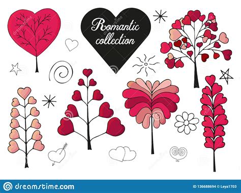 Floral Collection Of Hand Drawn Romantic Herbs Stock Vector Illustration Of Cute Object