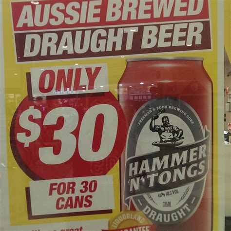 Aussie Brewed Draught Beer Hammer 'N Tongs $30 for 30x375ml at