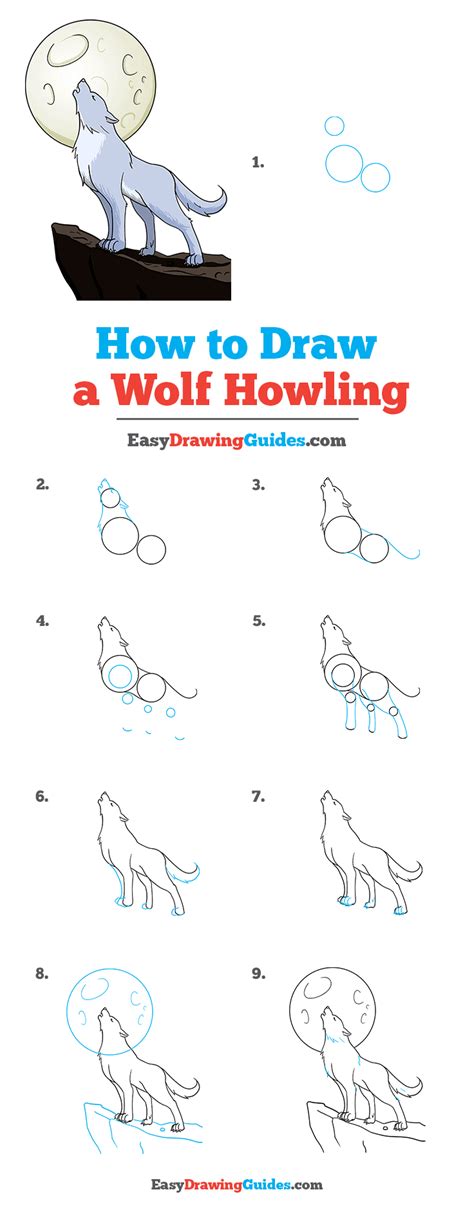 Wolf Howling Drawing Easy How To Draw A Wolf Howling At The Moon Step