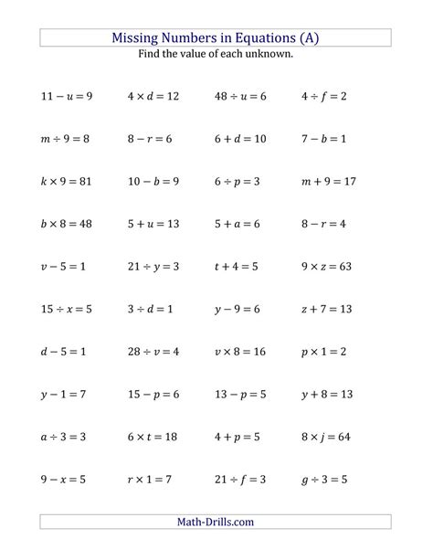 Pre Algebra Printable Algebra Worksheets Printable Worksheets