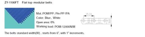 Zy1100ft Flat Top Modular Belts Pom Food Grade Conveyor Belt Intralox