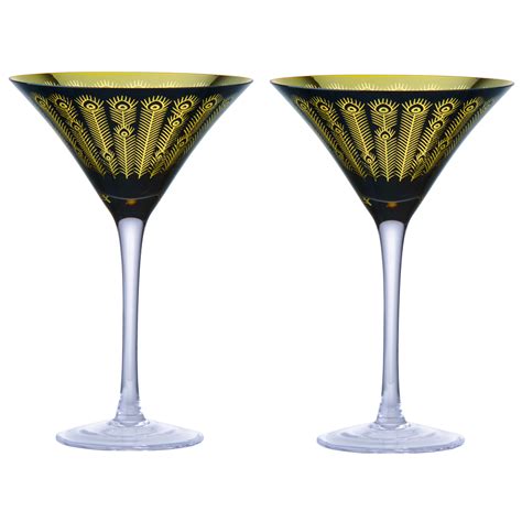 Set Of 2 Midnight Peacock Cocktail Glasses The Drh Collection