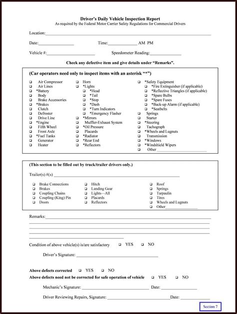 Texas Vehicle Inspection Form Printable