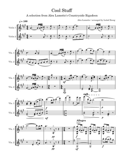 Countryside Rigadoon Alex Lamotte Sheet Music For Violin String Duet
