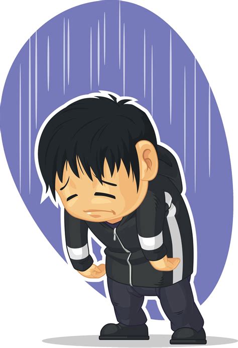 Sad Depressed Boy Griefing Gloomy Mood Unhappy Feelings Cartoon 2144077