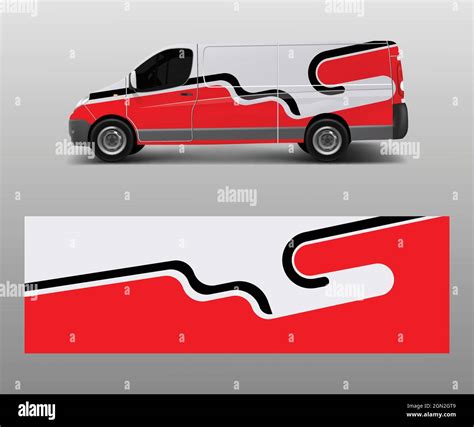 Van Wrap Design Template Vector With Wave Shapes Decal Wrap And