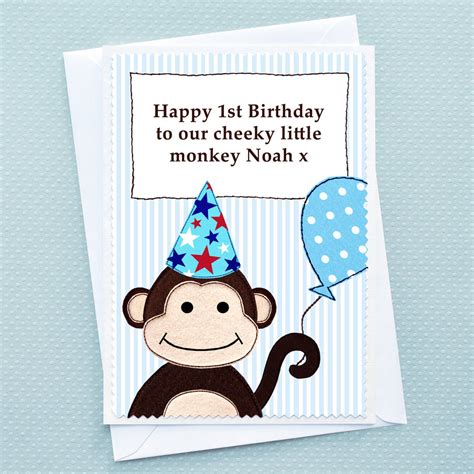 Monkey Personalised Boys Birthday Card By Jenny Arnott Cards And Ts