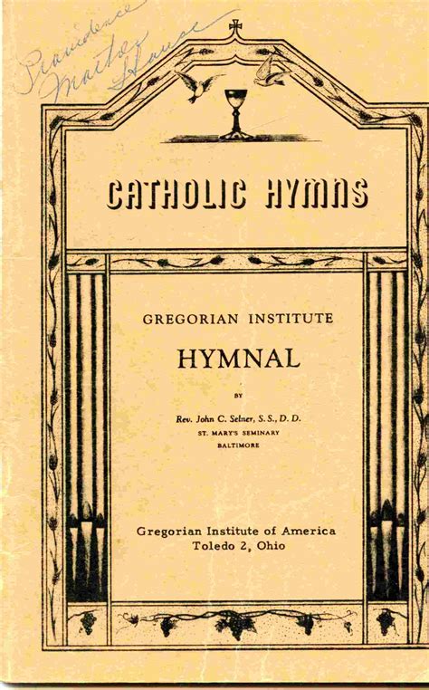 Catholic Hymns Gregorian Institute Hymnal By Rev John C Paperback