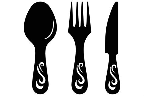 Knife Fork And Spoon Svg Outline Icons Creative Market