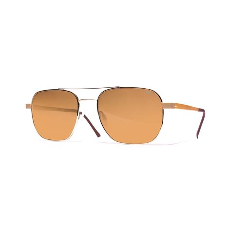 helios 10633s rectangular gold sunglasses brown lens