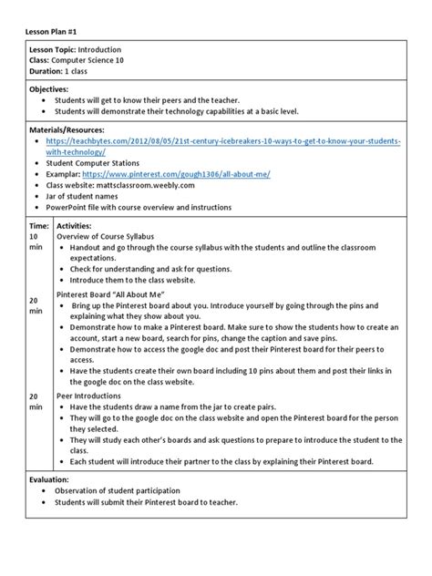 Computer Science Lesson Plans Pdf Computer Program Programming