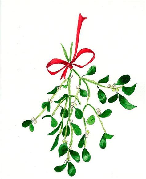 Oh Ho The Mistletoe Print From My Original Watercolor Pen And Etsy