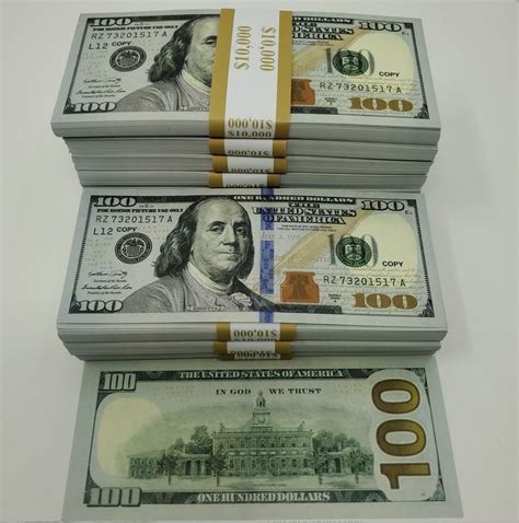 Full Print Realistic Prop Money New Fake 100 Dollar Bills Real Cash Replica 10k Replicas
