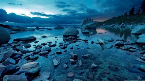 Dark Blue Sunset Rocks River Nature Wallpapers 1366x768 Pixel Nature