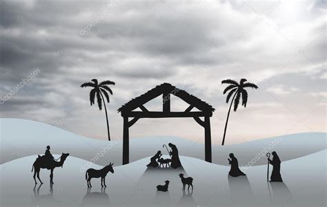 Christmas Vector With Nativity Scene — Stock Vector © Vectorfusionart