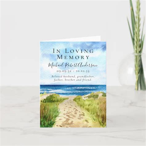 Beach In Loving Memory Funeral Sympathy Thank You Card Zazzle