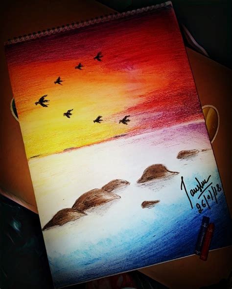 Beautiful Scenery Drawings With Crayons