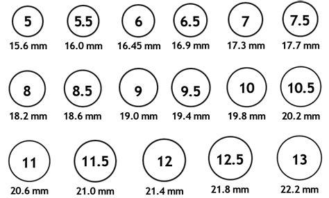 Ring Size Chart Free Printable