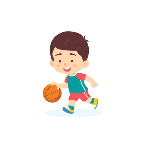 Premium Vector Cute Boy Dribbling Basketball