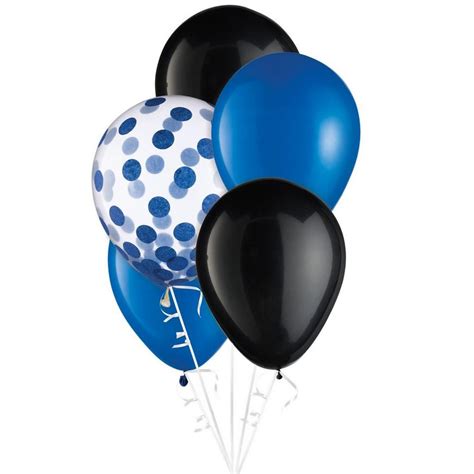 15ct 11in School Colors 3 Color Mix Latex Balloons Blue Black