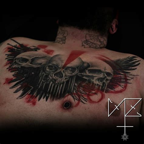 Black Grey Chest Tattoo Nikolaos Zachariadis Trueartists