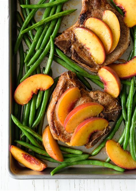 Center cut pork chops seasoned with 8 herbs and spices. Juicy Baked Pork Chops with Peaches and Green Beans - Fork Knife Swoon