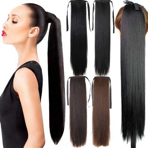 But im not sure how to do it :s like how many layers do i braid etc. Fake Hair Ponytail 105g 22″ Long Straight Hair Pieces ...