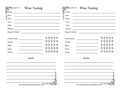 Printable Wine Tasting Sheets