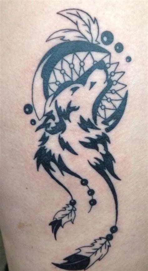 Shoulder Tribal Wolf Dreamcatcher Tattoo