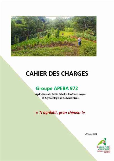 Cahier Des Charges Apeba 972 Chambre Dagriculture Pdf