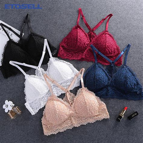 sexy lace bras for women thin cotton lace solid wire free y line straps none closure bh sexy