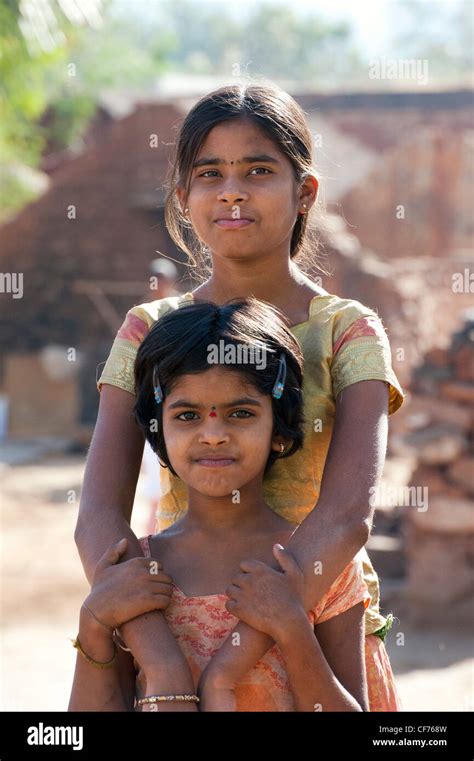 Indian Village Girls Andhra Pradesh India Stock Photo Alamy