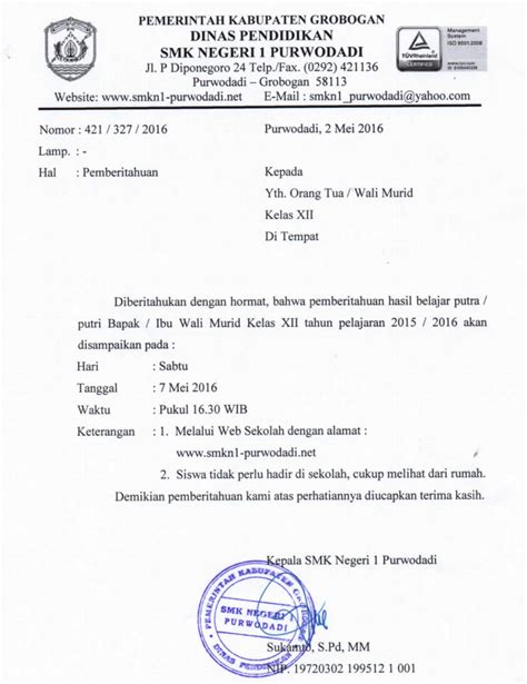 Kepala sekolah sman 2 jakarta. Surat Pemberitahuan Pengumuman Kelulusan Tahun 2016 - SMKN ...