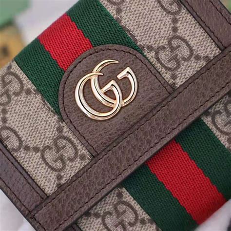 Gucci Gg Unisex Ophidia Gg French Flap Wallet In Beigeebony Gg Supreme