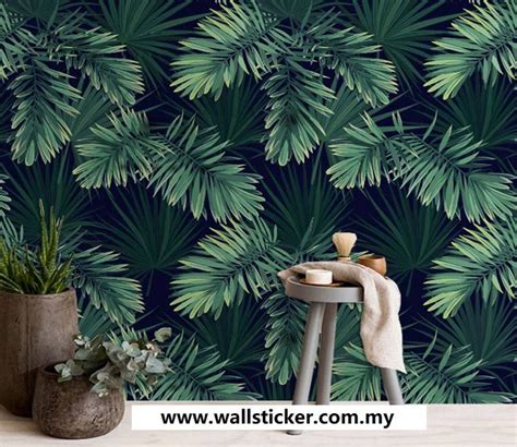 Tropical Green Forest Rainforest Green Leaves Custom Mural Wallpaper