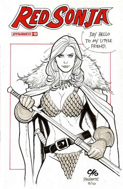Frank Cho Red Sonja 13 Sketch Cover 210 In Bo Robertss Some Other