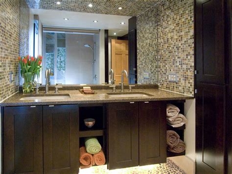 Now the image of all those tiny pieces can be daunting, particularly if you have a large area to cover. Mosaic Tile Bathroom Vanity Backsplash With Towel Storage ...